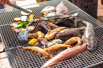 BBQ with caught seafood
